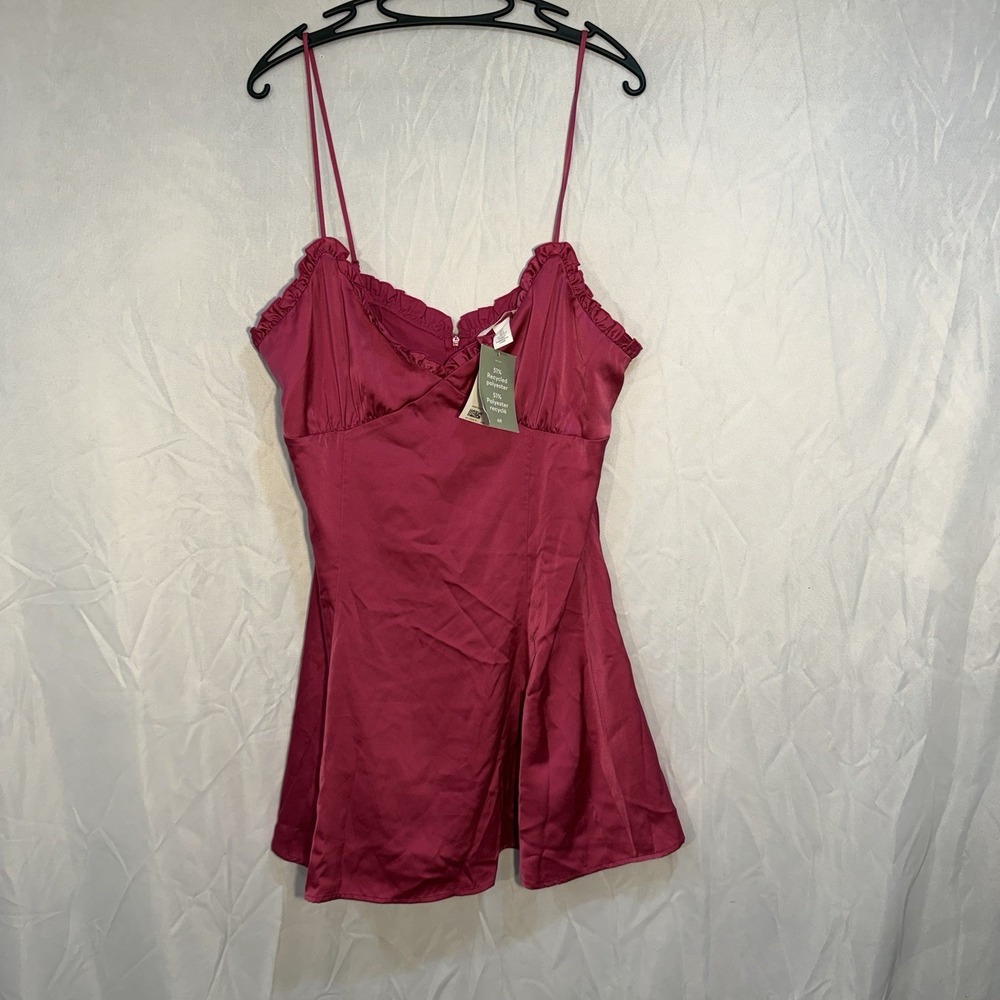 Hot‎ Pink Slip Dress Nighty Size L Adjustable Spaghetti Strap Intimate
